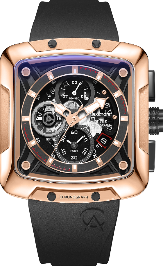 萬年鐘錶 - Alexandre Christie  3030GC系列  形霸氣三眼計時男錶  3030GCRBRBA  錶徑42MM