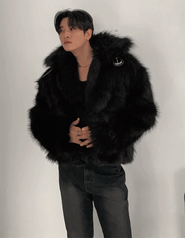 西部風格搭扣毛皮外套