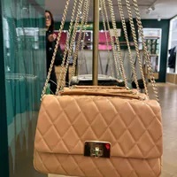 [S] KATE SPADE KH228 CAREY SMOOTH QUILTED FLAP SHOULDER,TIRAMISU M, 196021500541 (SKS1466)