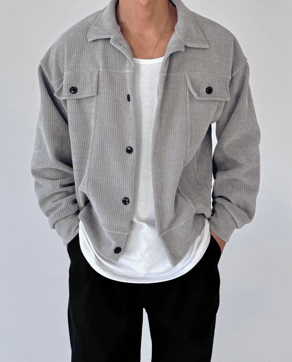 天鵝絨開襟夾克外套