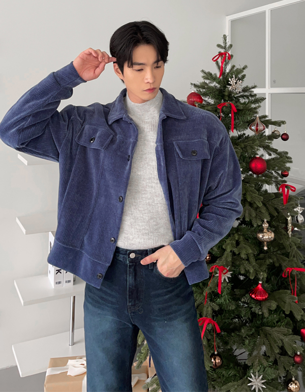 天鵝絨開襟夾克外套