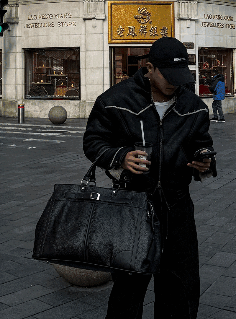 復古流蘇皮革羊羔毛夾克外套