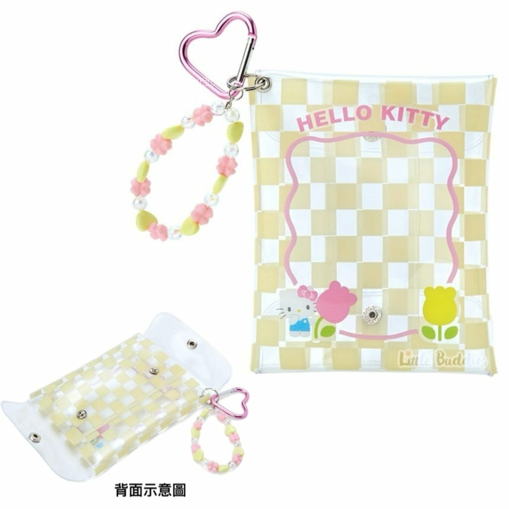 日本 Sanrio 花花格仔系列 PVC心型匙扣連吊飾啪啪袋