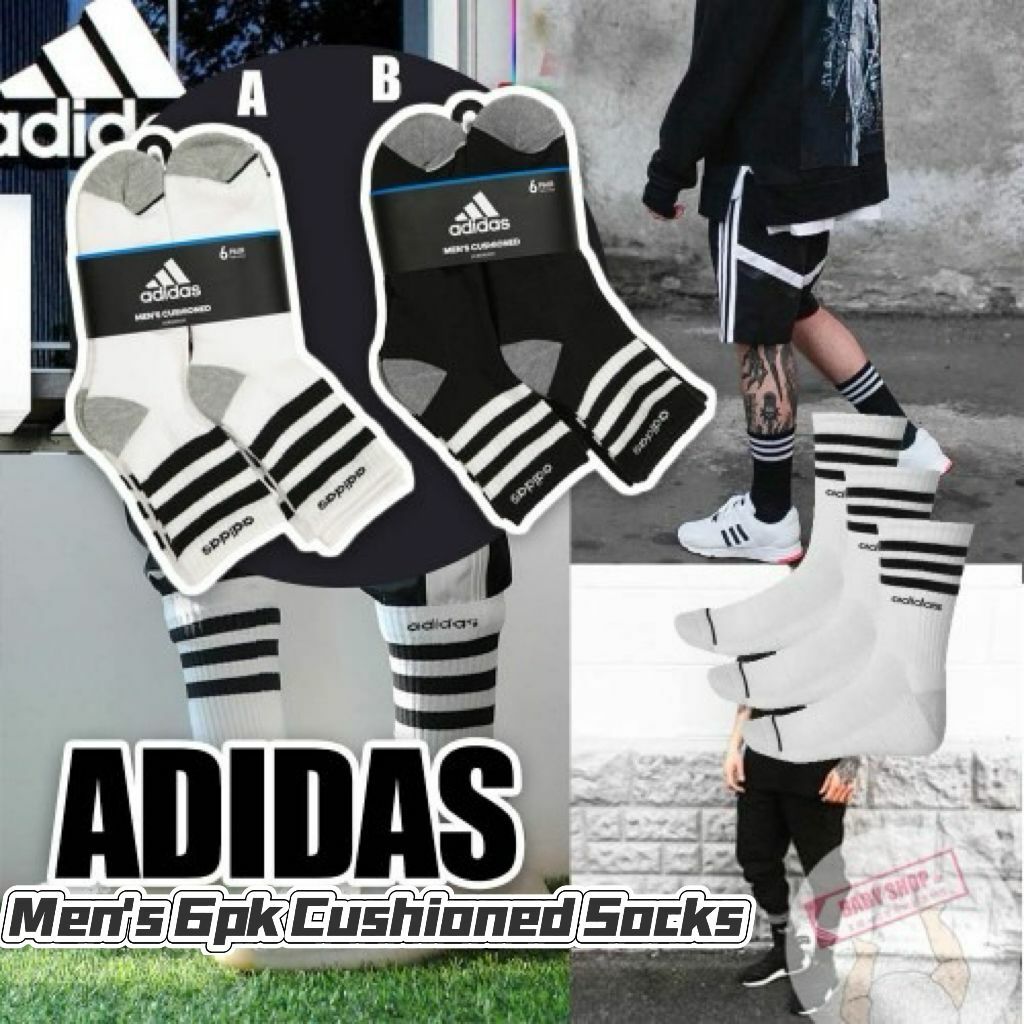 【預購】Adidas G122603 三杠男裝長襪 (6對裝)