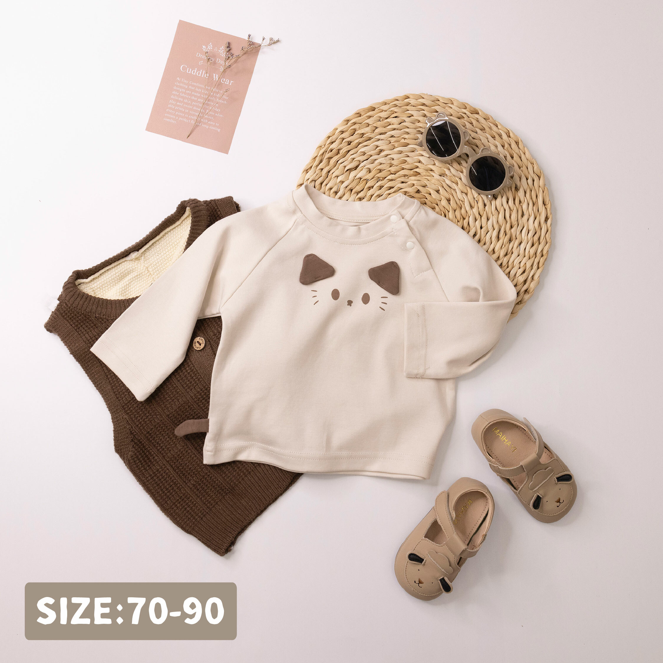 【H55005】小貓咪立體造型舒適上衣