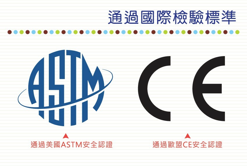 通過美國ASTM安全認證、歐盟CE安全認證