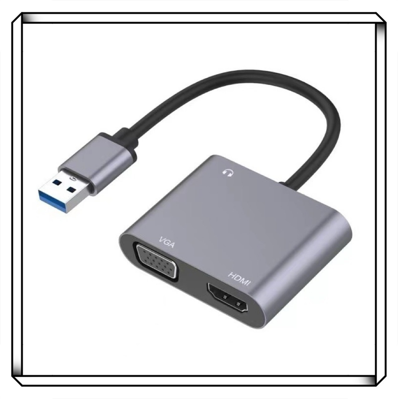 USB to HDMI VGA 二合一 轉接線  附音源線 4K HD 1080P