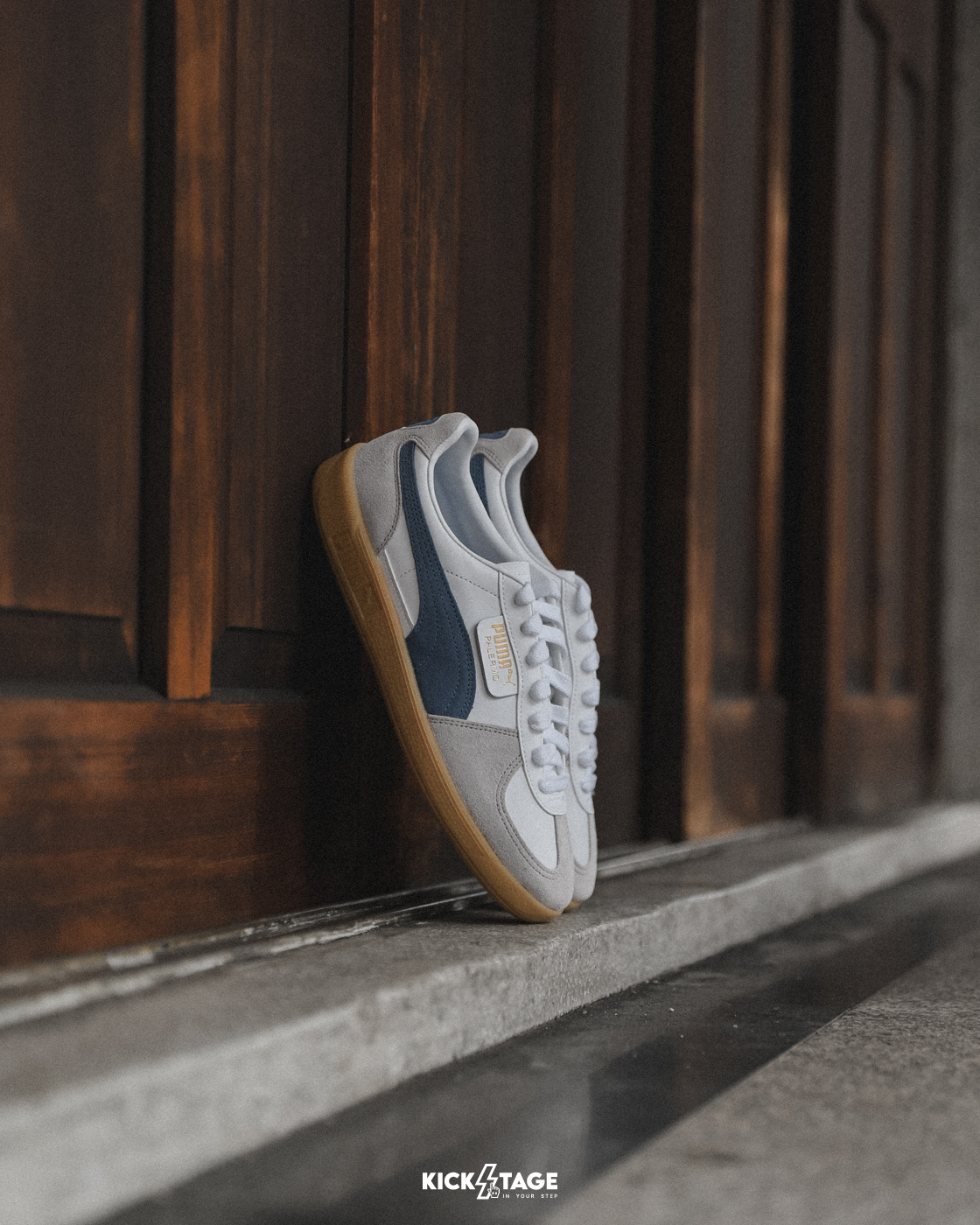 男女鞋 PUMA Palermo Lth 白藍 Rosé朴彩英代言同款 瘦子同款 麂皮 膠底 復古 德訓鞋【396464-14】