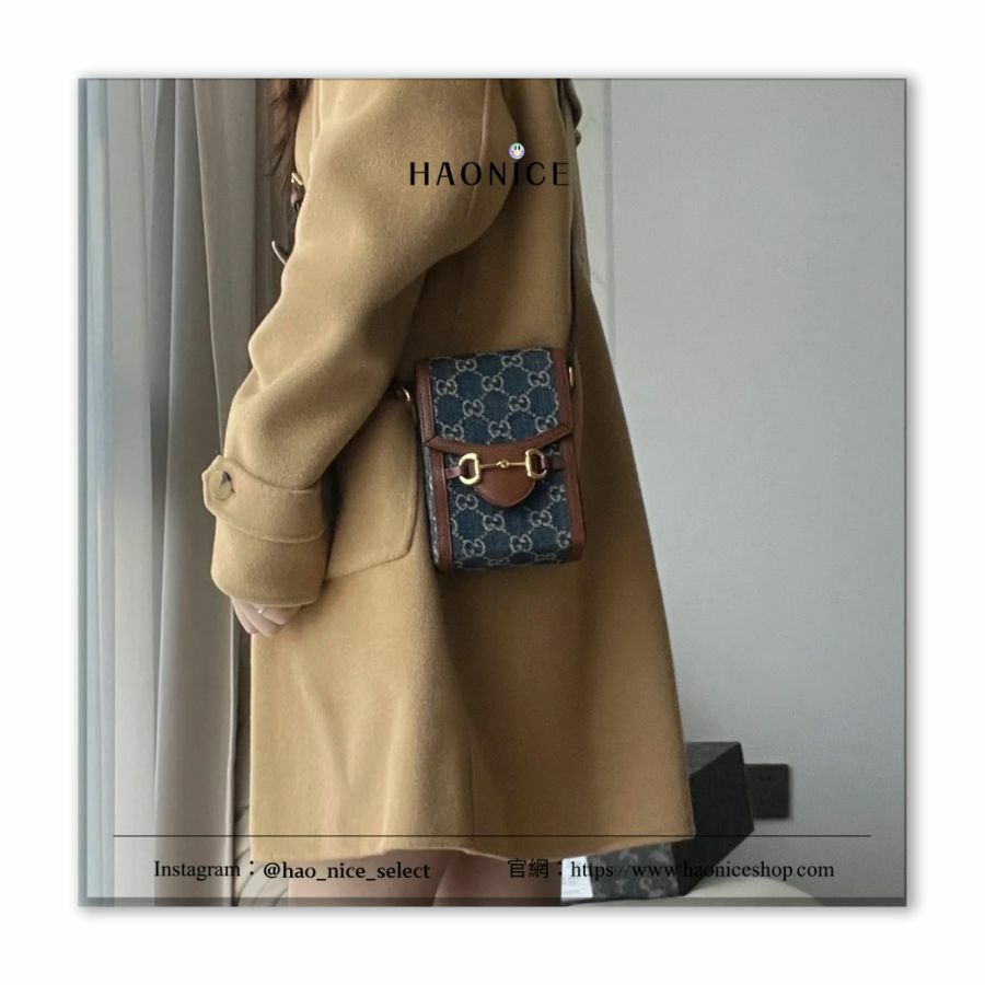 【HAO NICE】GUCCI✨經典1955馬銜扣系列GG帆布 迷你手機包 單肩斜背包
