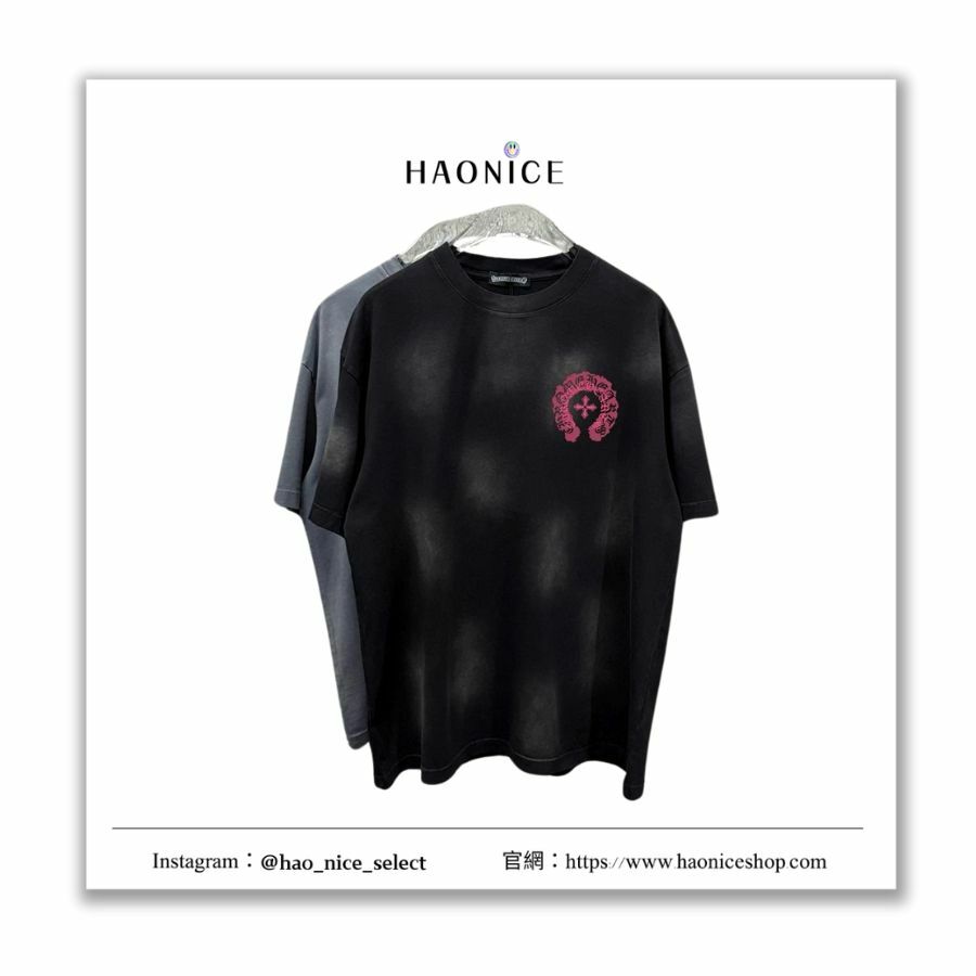 【HAO NICE】 克羅心CHROME HEARTS✨梵文十字架 印花 美式風格 圓領短袖 短T 漸層