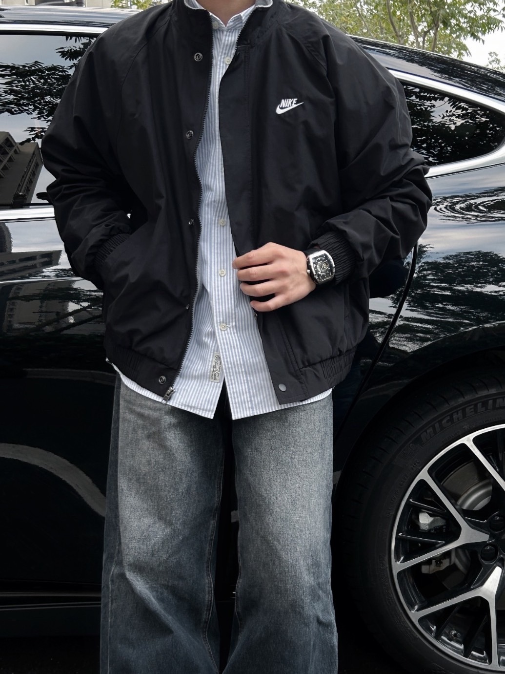 NIKE CLUB FUTURA 立領防風夾克 男款 黑色 FZ0657-010