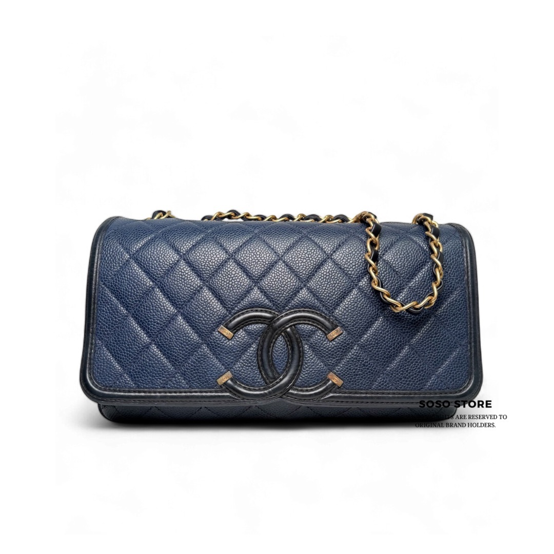 Chanel CC Filigree Flap Bag - Navy / Ghw