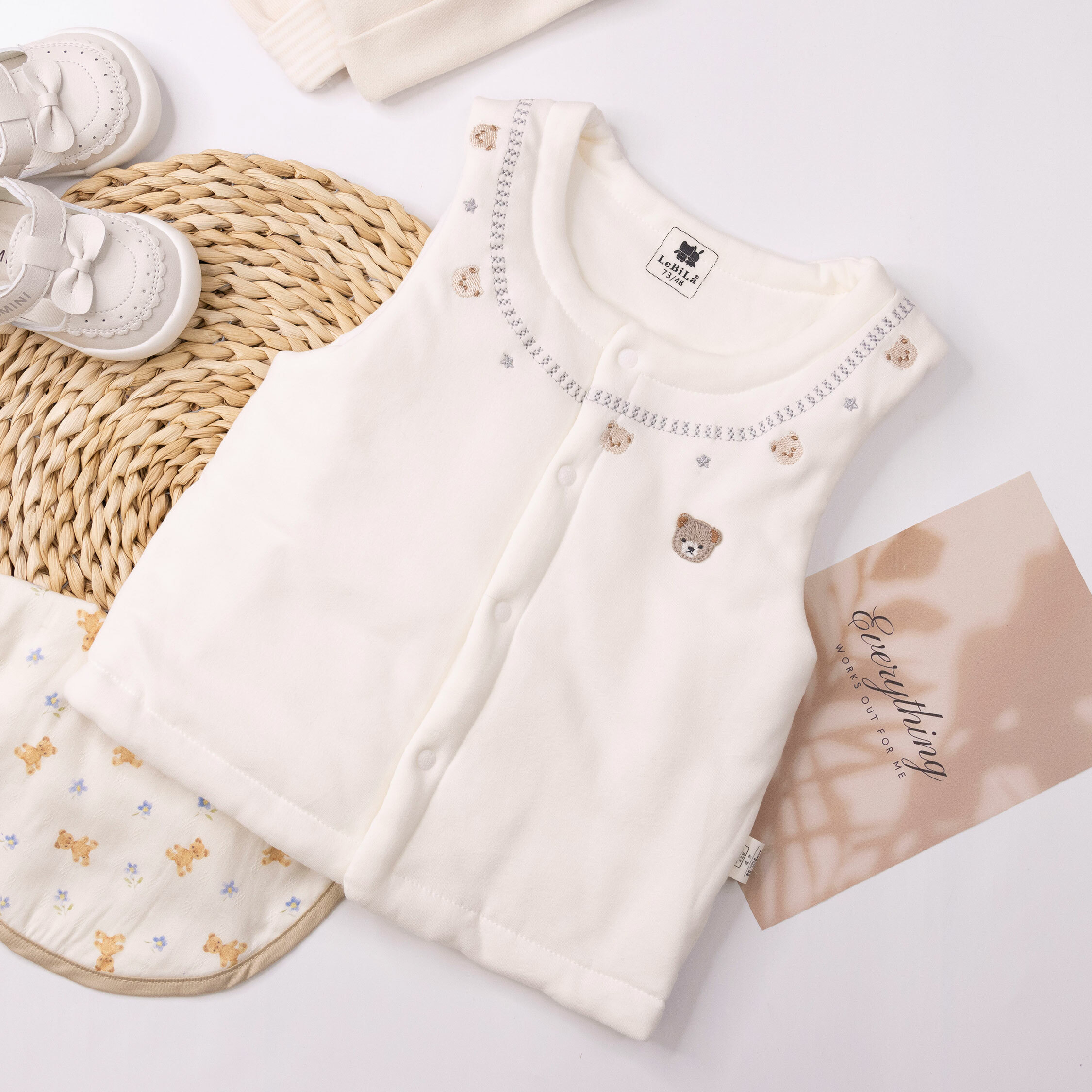 純淨系列【T3001】小熊星願質感鋪棉背心＊二色