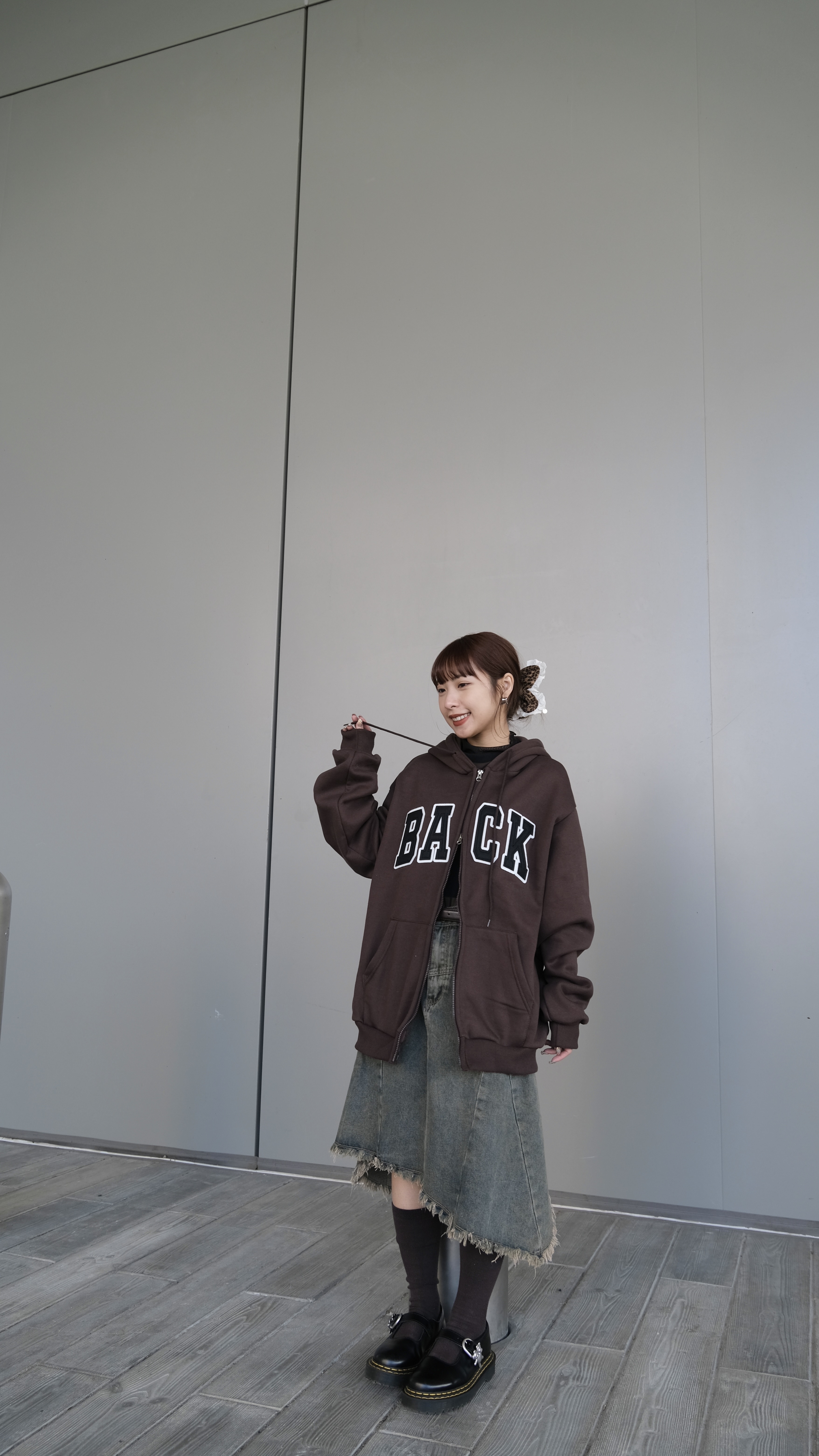 [兩色入]斜cut流蘇中長SK( blue )