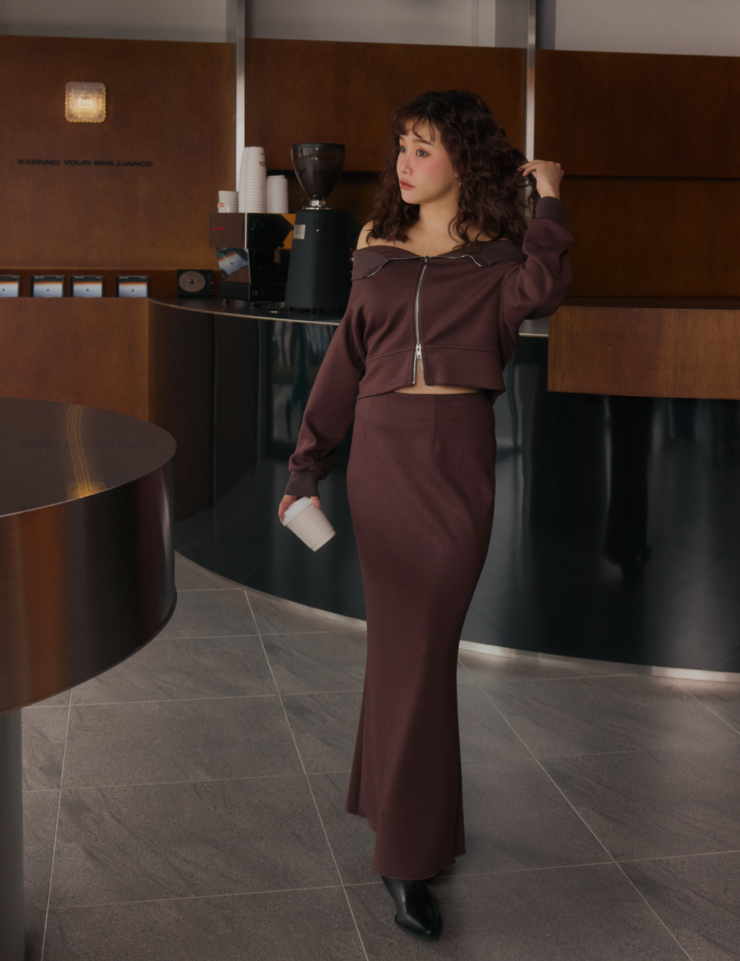 棉質後開衩魚尾長裙（3尺寸）