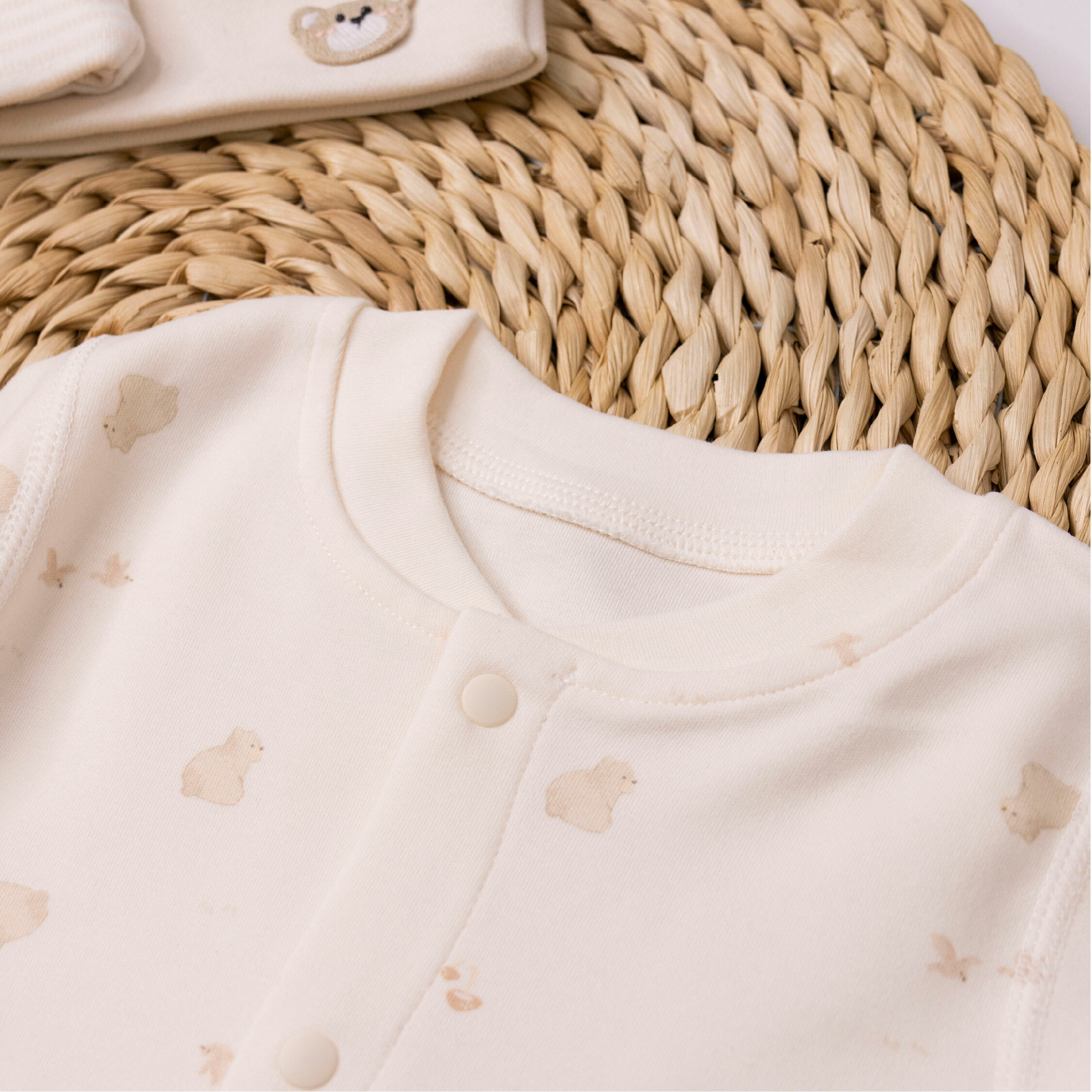 純淨系列【T3013】森林小奶熊棉柔長袖連身衣