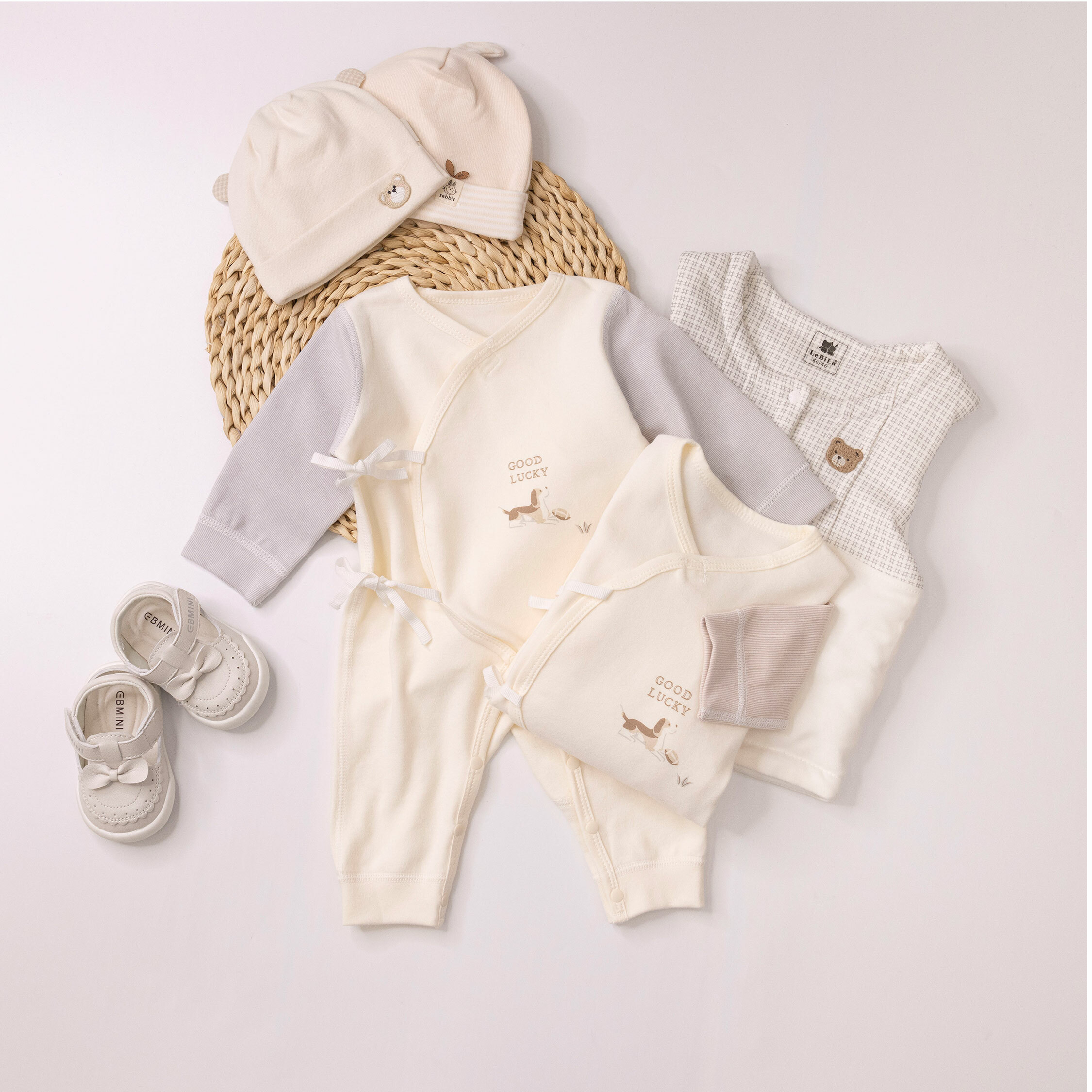 純淨系列【T3034】幸運小狗拼色棉質長袖連身衣＊二色