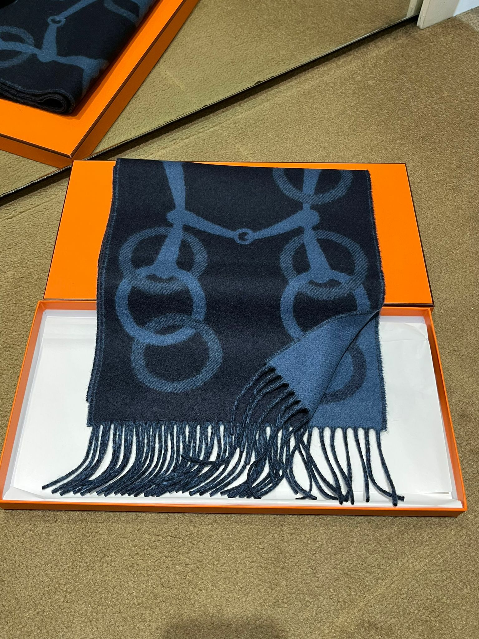 Any Mors muffler 100% cashmere 25 x 170 cm marine / bleu turquin