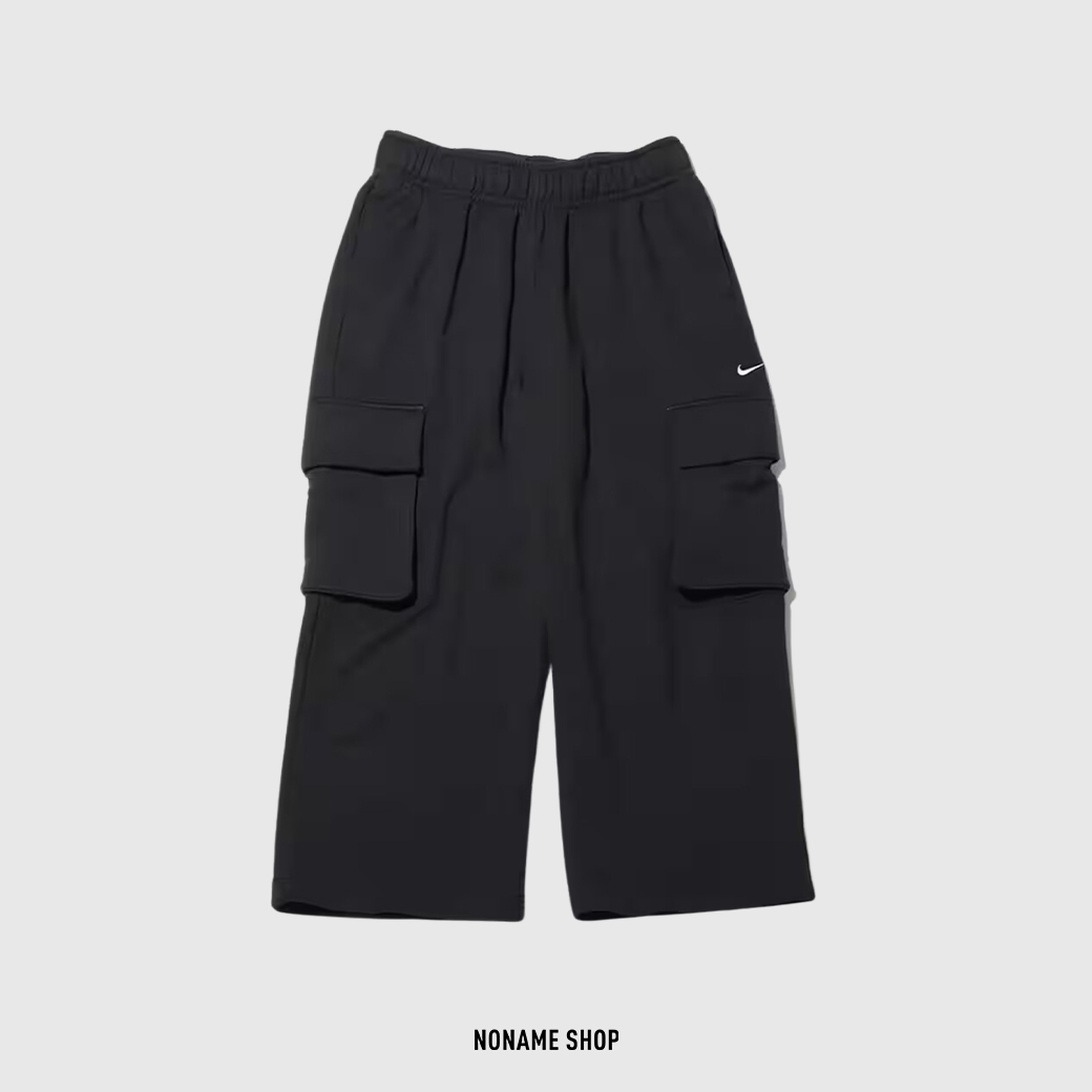 NIKE NSW PANT 大口袋 鬆緊 抽繩 寬褲 棉褲 黑色 (女款)