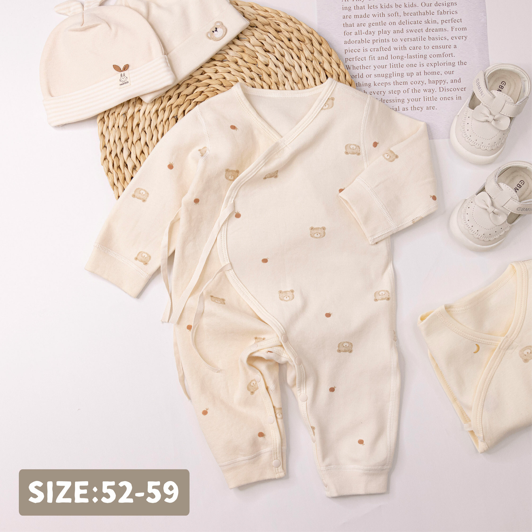 純淨系列【T3036】小蕃茄熊熊親膚長袖連身衣