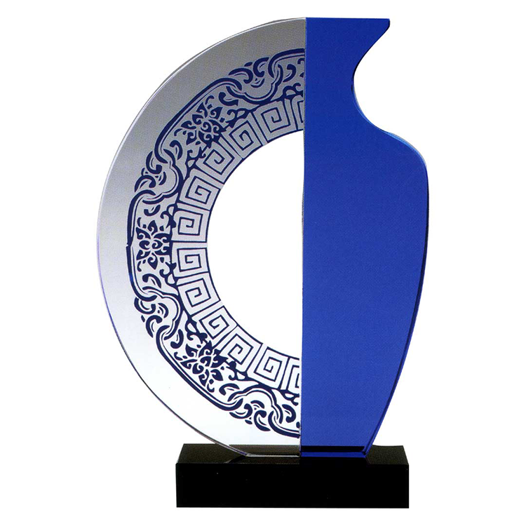 鹿港窯水晶獎座|藍白古典融合 展現榮耀與藝術的經典之美