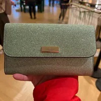 [S] KATE SPADE KK322 KENZIE GLITTER MIXED M BOXED MD FLAP WRISTLET,SEAWATER, 196021556456 (SKS1485)