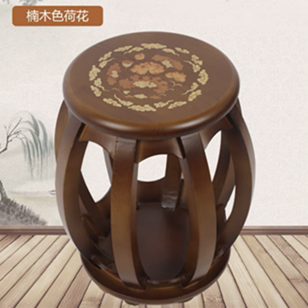 Hotly recommended guzheng round stool (color: nanmu color lotus) (size: height 43CM*board 30CM)