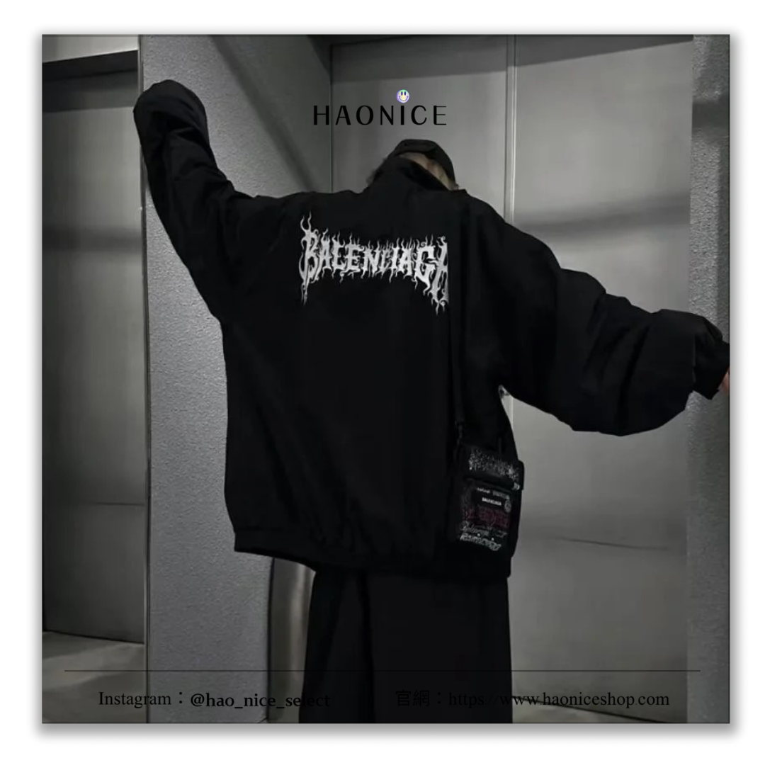 【HAO NICE】上海經銷商 / BALENCIAGA/ 巴黎世家 DIY METAL OUTLINE 素色百搭 後背火焰字母 長袖 風衣外套🔥