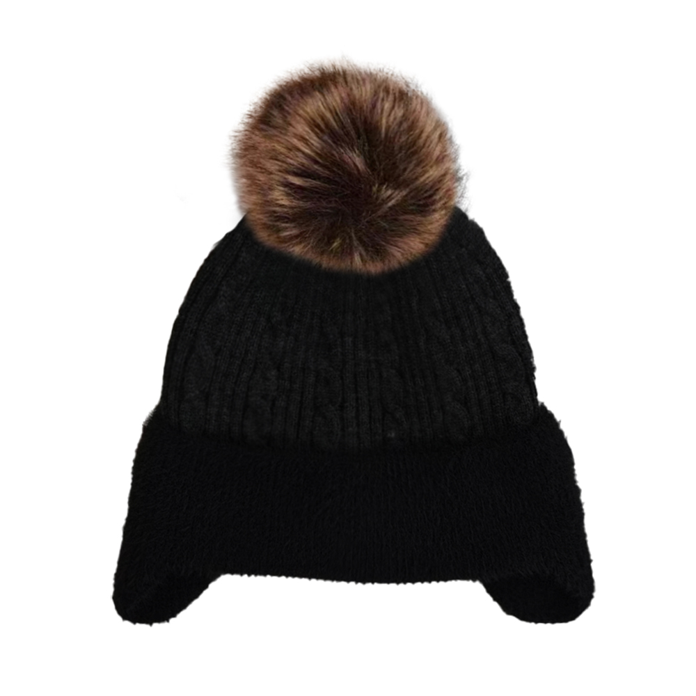 沁柔護耳加絨毛球保暖帽 女款 (4色) 保暖/舒適/針織帽/經典百搭/旅遊 41JIU8050