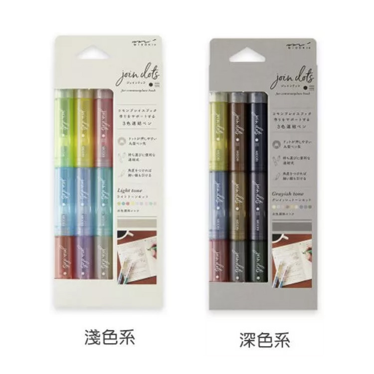 MIDORI 三色標記螢光筆｜3枝組｜淺色系 / 深色系｜MIDORI / JAPAN