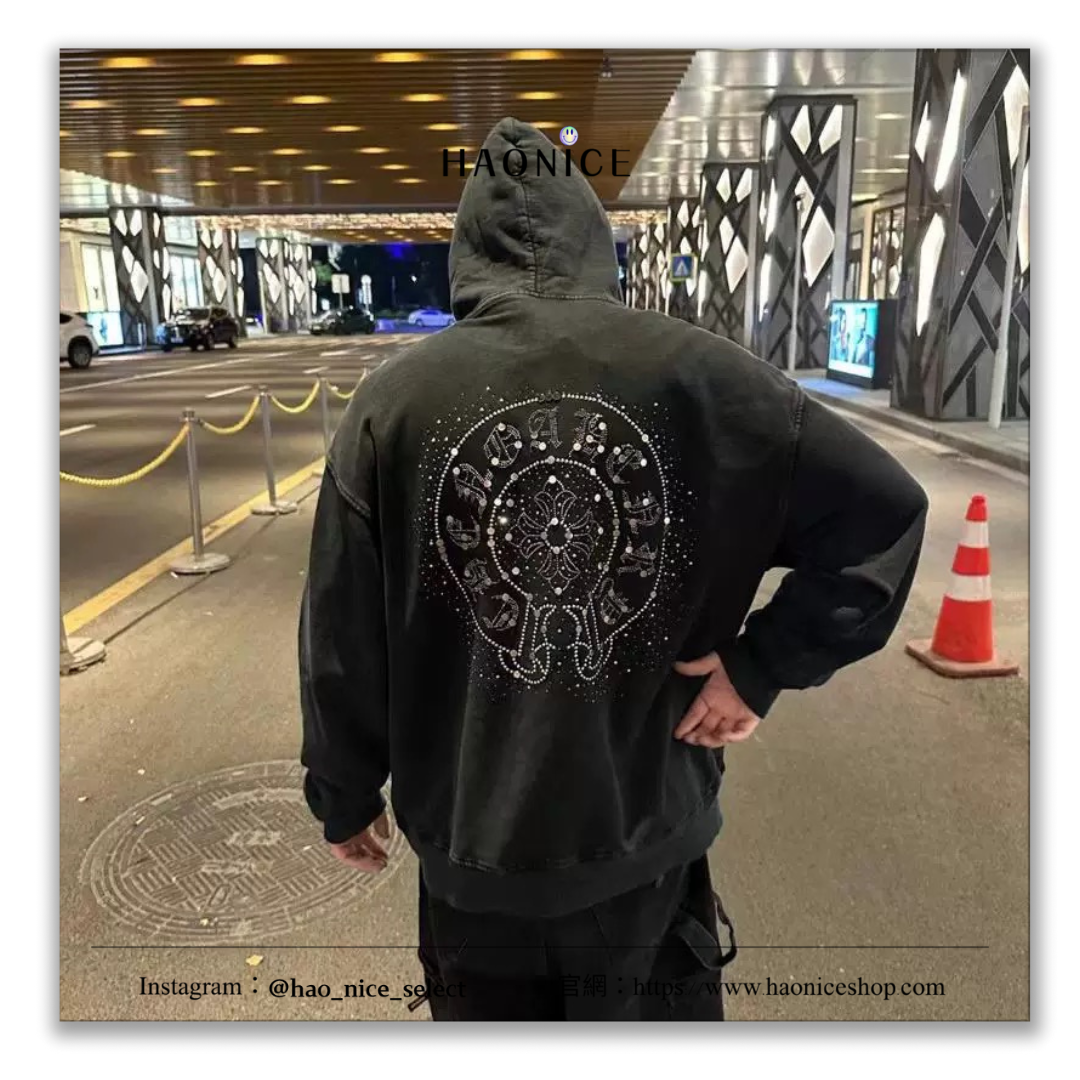 【HAO NICE】美式潮流 Chrome Hearts 24F/W 秋冬新款 金屬鉚釘十字架搭配經典大標 設計感🈵️🈵 長袖 拉鍊外套