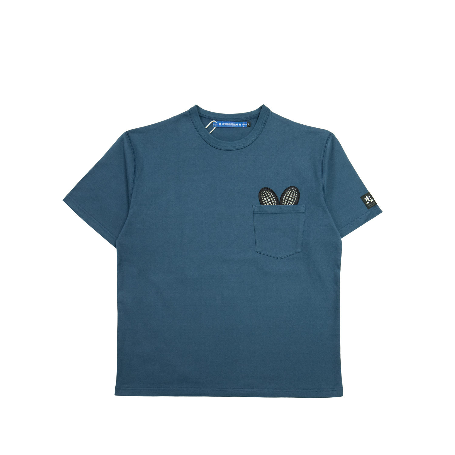 反光矚目口袋棉Tee-藍