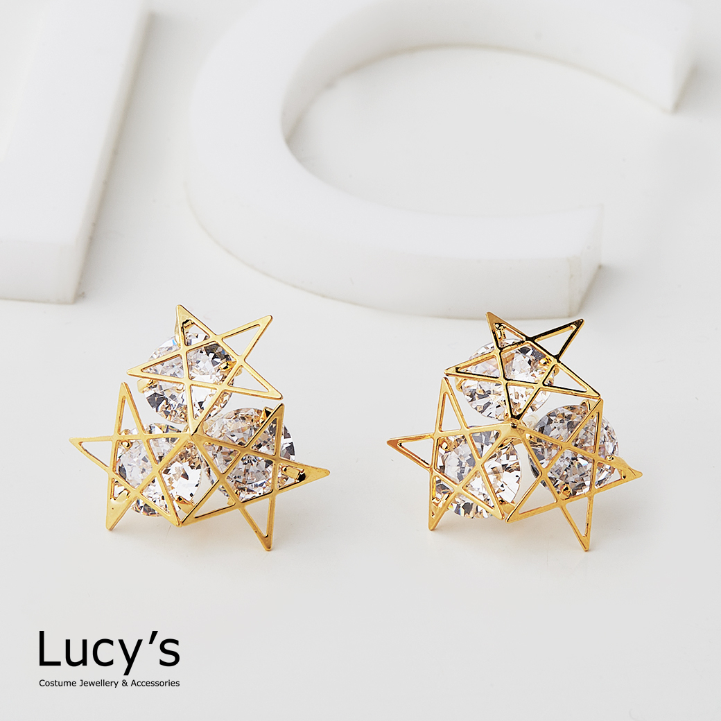 五角星鋯石 耳環 (二色) (119369/119370)