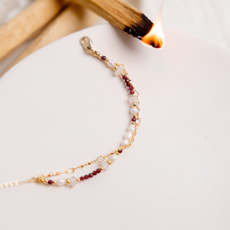 一月誕生石 • 木棉花 • 珍惜幸福 – 珍珠石榴石 – 手鍊