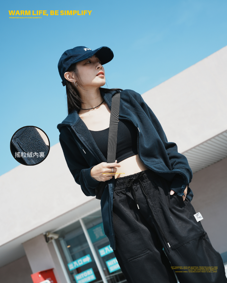 100%純棉 搖粒絨 抗寒連帽外套