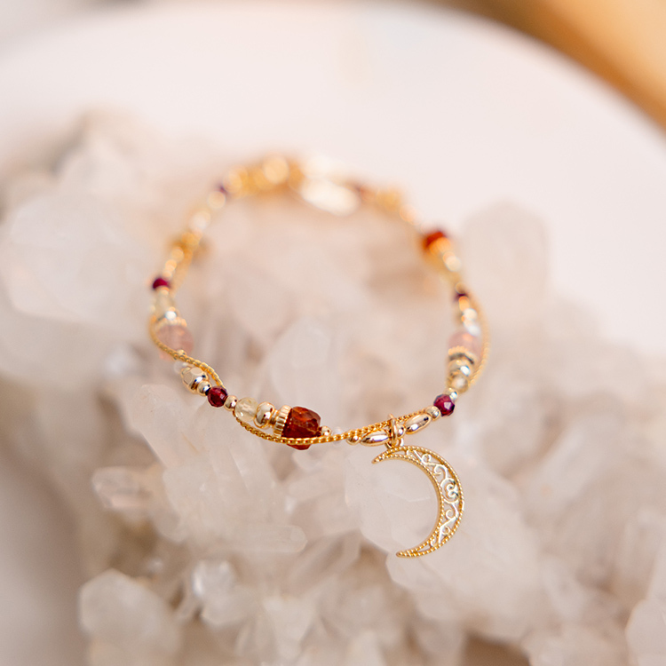 一月誕生石 • 吊燈花 • 相信你 – 石榴草莓晶 – 手鍊