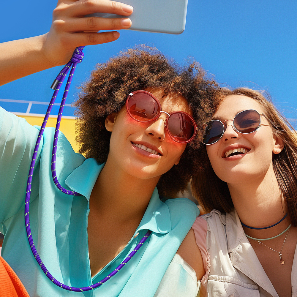 innostyle Lanyard 8mm手機掛繩+掛片組 鋁合金+編織 1.5M 紫綠