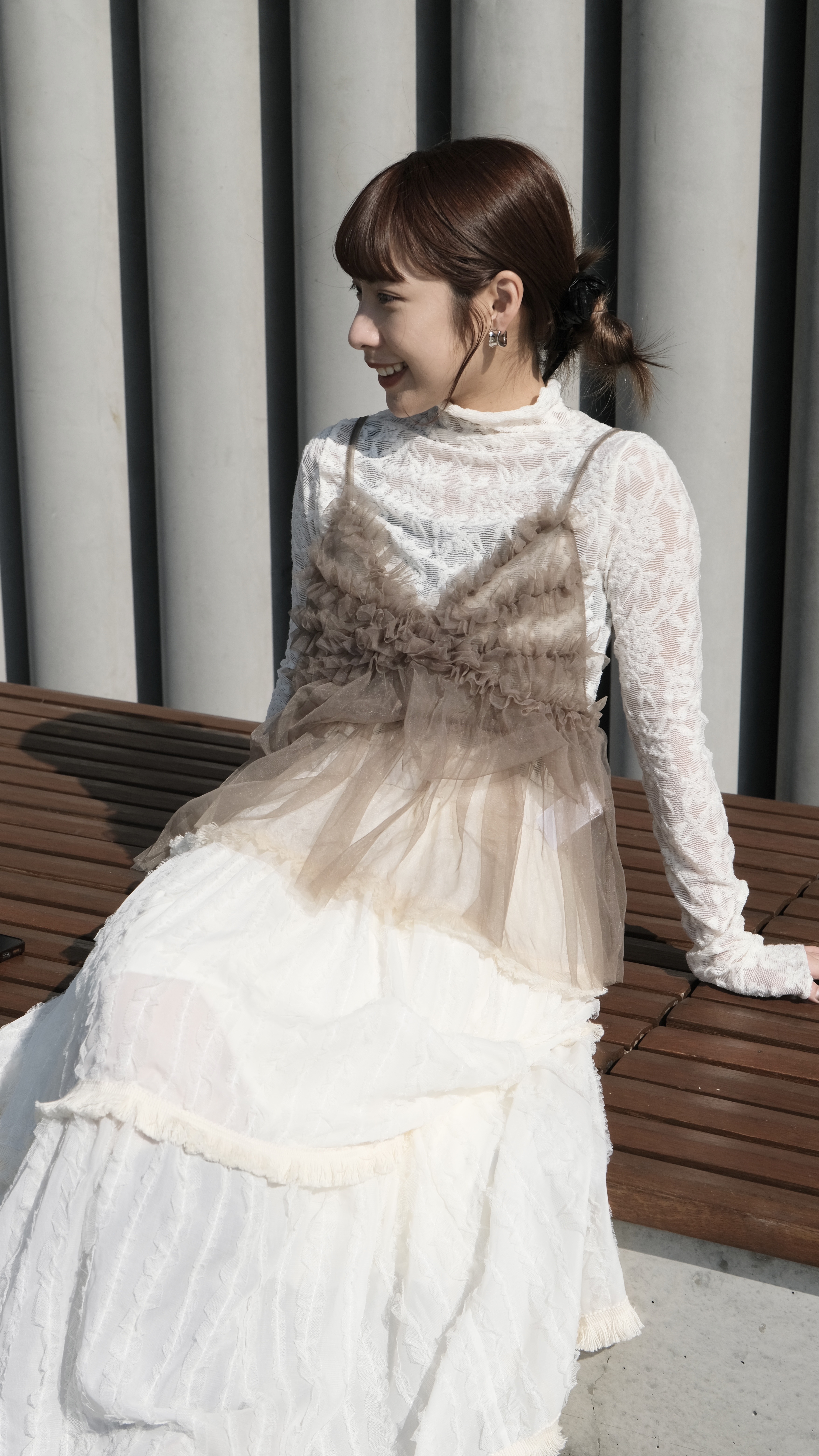 蕾絲紋小企領Top