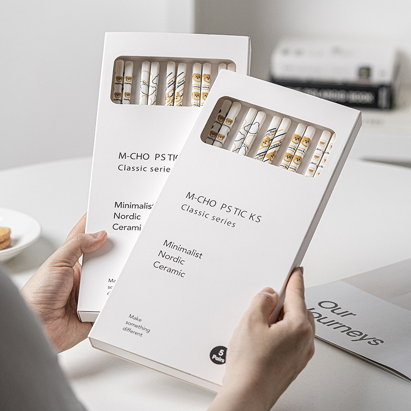 《5451》卡通熊陶瓷筷子禮盒套裝