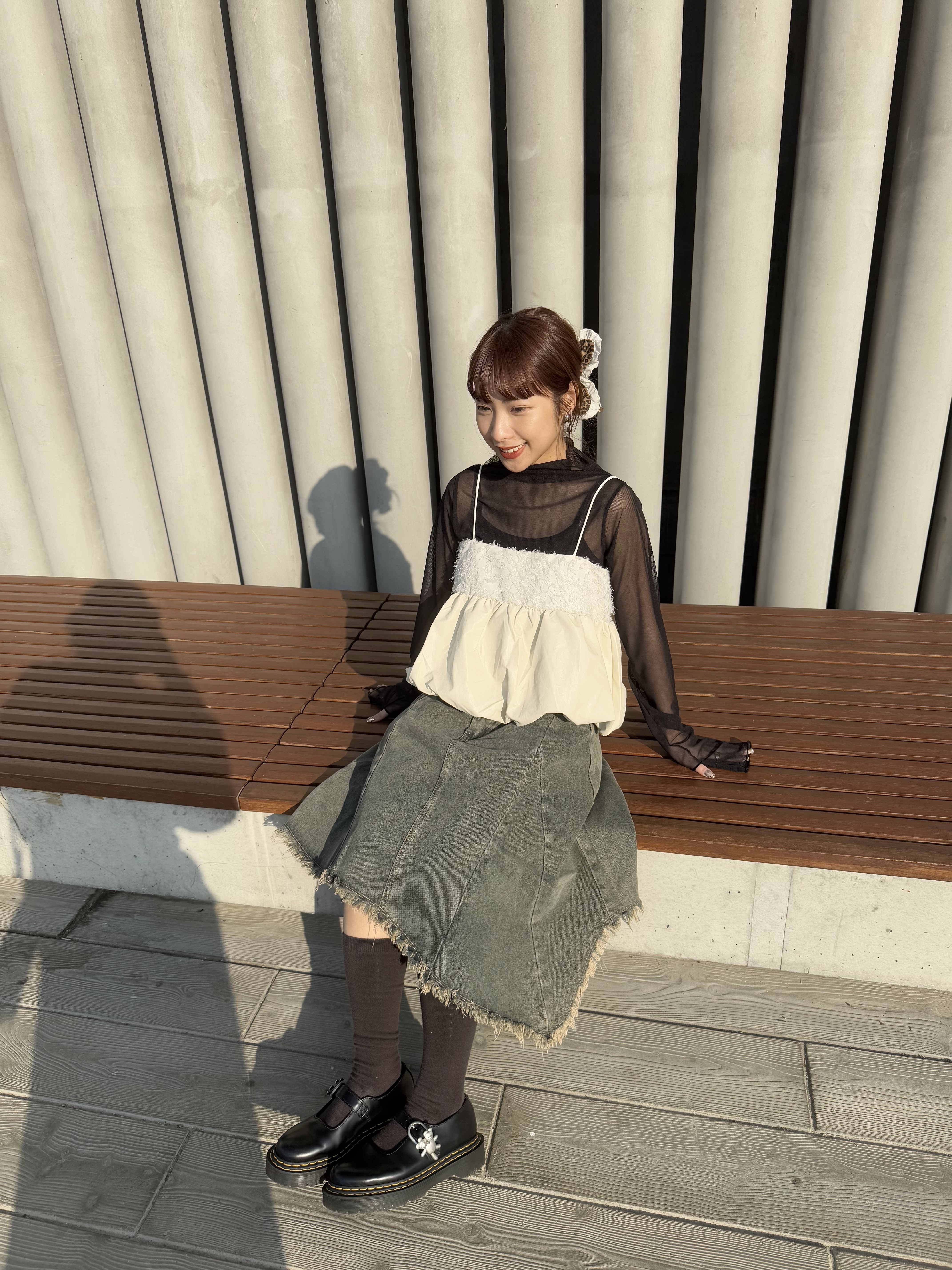 毛毛絲質泡泡短LAYER