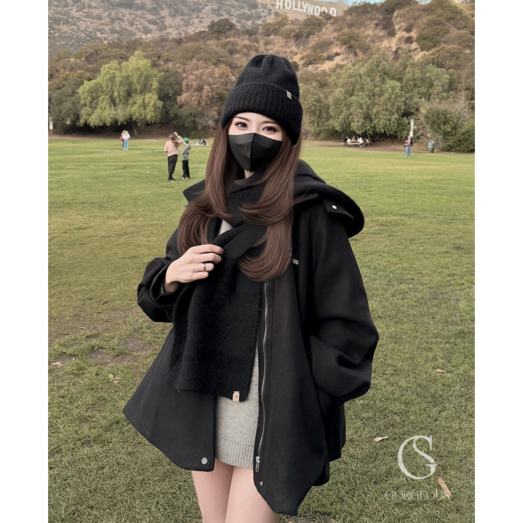 G9546 現貨「 GORGEOUS'皮革小標暖糯圍巾」