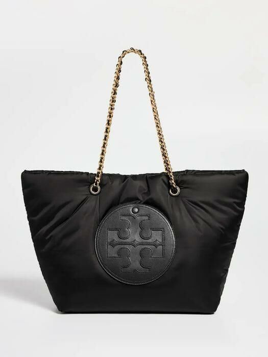 ca16525  Tory Burch Ella Chain Soft Tote 冬季限定  (黑色)