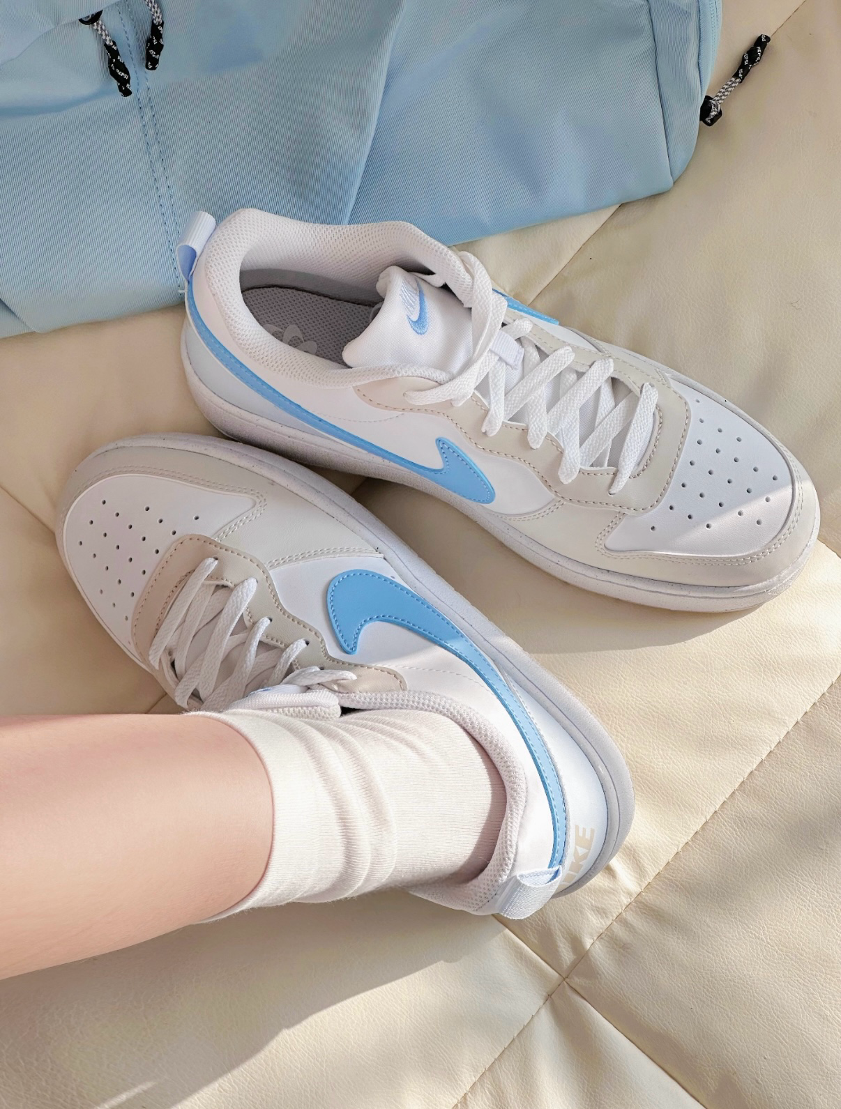 Nike Court Borough Low 2 海鹽泡芙 米白色 水藍色 皮革 大童款 小Dunk IB4701-141/預購