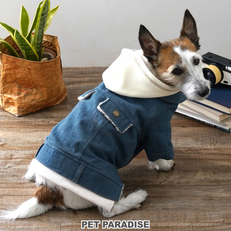 【Pet Paradise】Layered-Look Denim Jacket <633-29930>