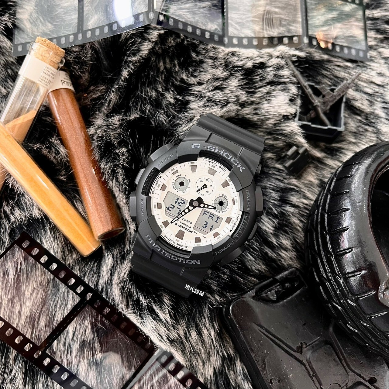 【G-SHOCK】黑白經典雙顯電子錶GA-100WD-1A 51.2mm 現代鐘錶