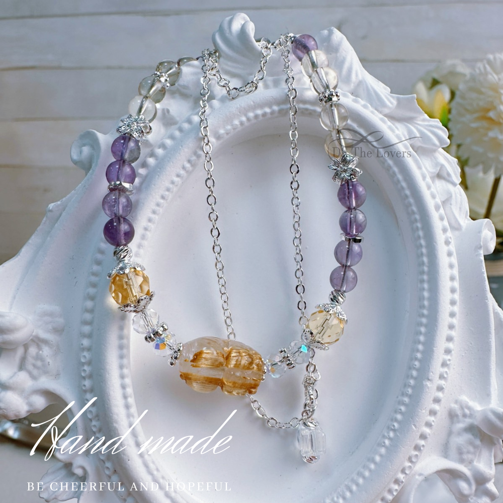 DS The Lovers 設計款 天然水晶 『招財聚富·鈦晶貔貅』雙層能量手鍊