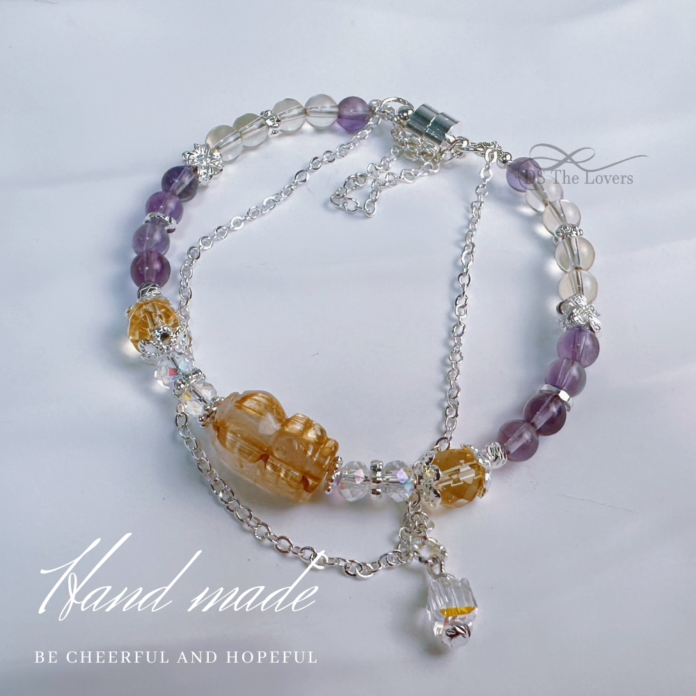 DS The Lovers 設計款 天然水晶 『招財聚富·鈦晶貔貅』雙層能量手鍊