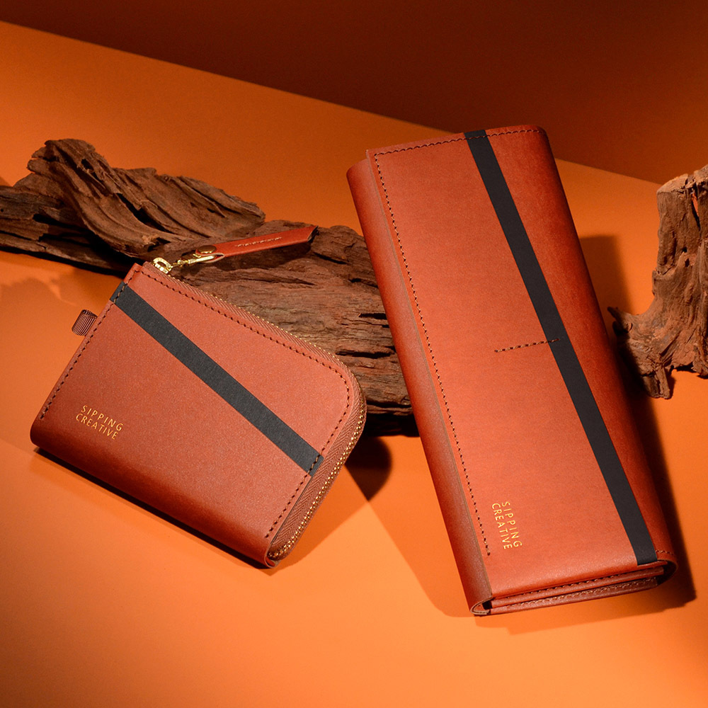 L型零錢包_焦糖棕｜微光紙革系列