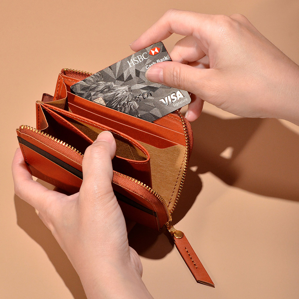 L型零錢包_焦糖棕｜微光紙革系列