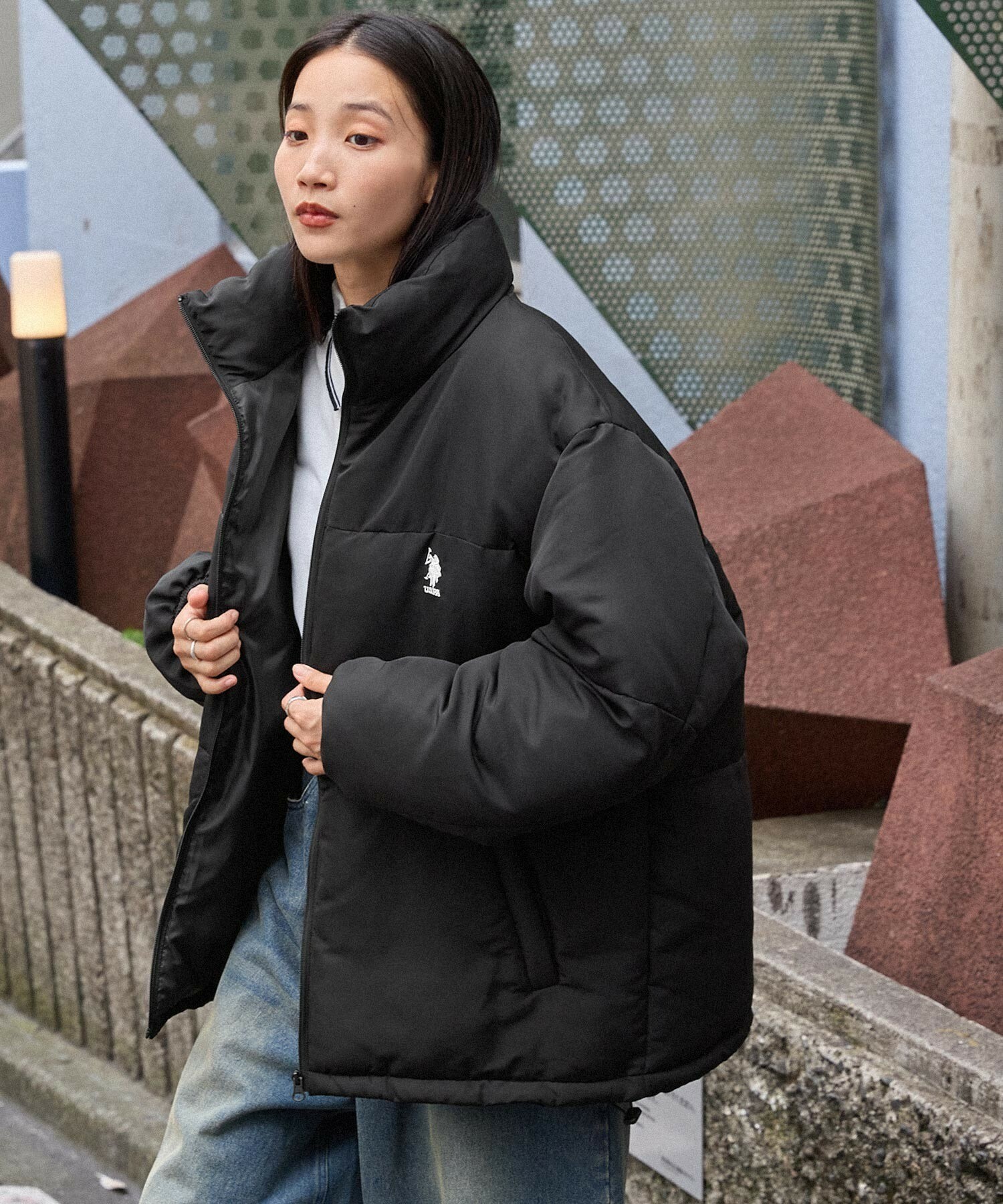 "代購" U.S. POLO ASSN.  刺繡LOGO 短版立領外套